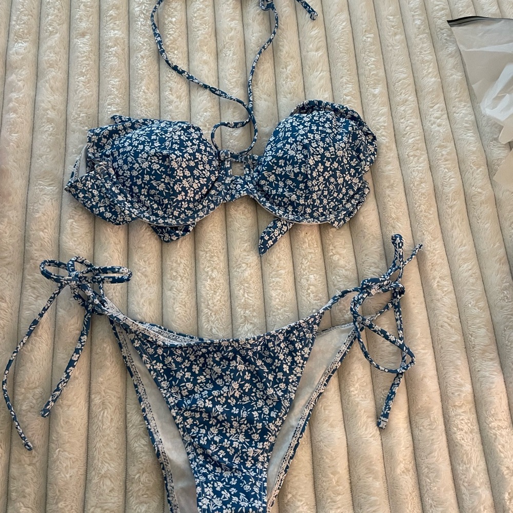 Floral Blue Bikini Set